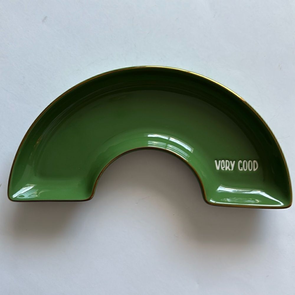 Tabitha Brown Target Green Rainbow Shaped Trinket Dish Gold Edge